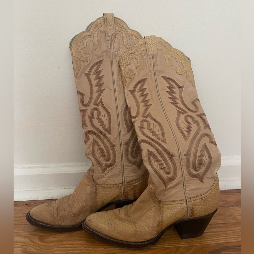 Larry Mahan Snakeskin leather tall cowboy boots